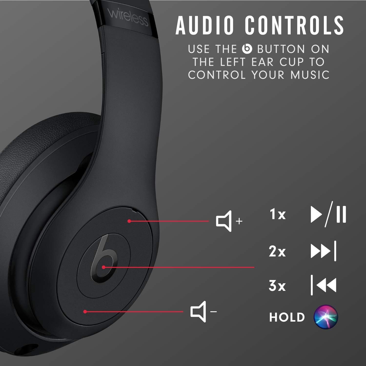 beats Studio3 Wireless Noise Cancelling Over-Ear Headphones - Apple W1 Headphone Chip, Class 1 Bluetooth, Active Noise Cancelling, 22 Hours Of Listening Time - Matte Black - 5